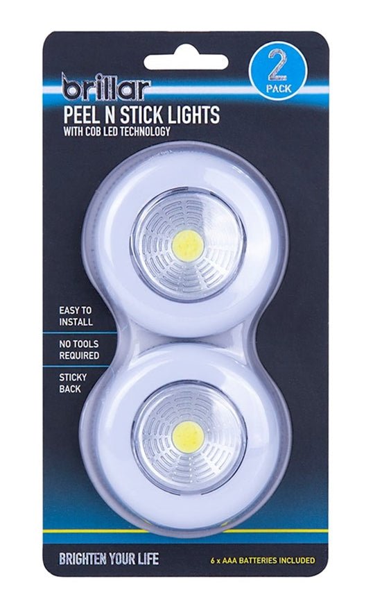 Wireless Peel n Stick Lights with COB LED Technology 2pk--Brillar